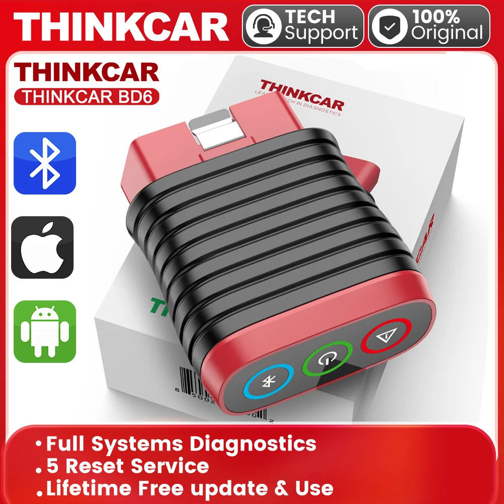Lifetime Free Update THINKCAR BD6 obd2 Scanner Bluetooth,  All System Diagnostic Tool 5  Reset for 120 Car Brands iOS & Android Car Mobile World