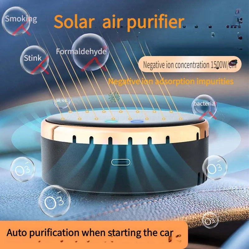 Solar Powered Car Air Purifier Ozone And Negative Ion Eliminate Odors Smoke Formaldehyde For Car Home Office And Travel CM World