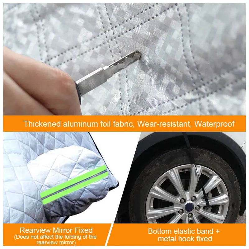 Waterproof Cover Exterior Car Covers Outdoor Half Awning Anti-Snow Windshield Proof Protective Cotton Sunshade Anti Ice Frost Car Mobile World
