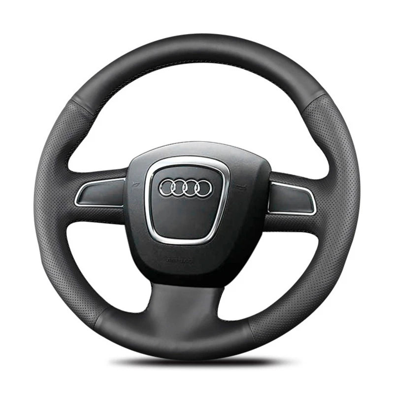 Car Steering Wheel Cover For Audi A4 S4 2005-2012 A6 S6 A8 S8 2007 Seat Exeo 2009-2012 PU Faux Leather DIY Hand-stitched CM World