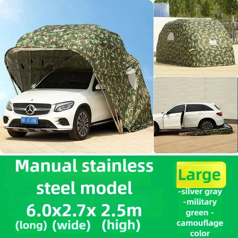 Any Size Custom Fully Automatic Folding Carport Waterproof Sunshade Mobile Garage Outdoor Parking Shelter Durable Oxford Fabric