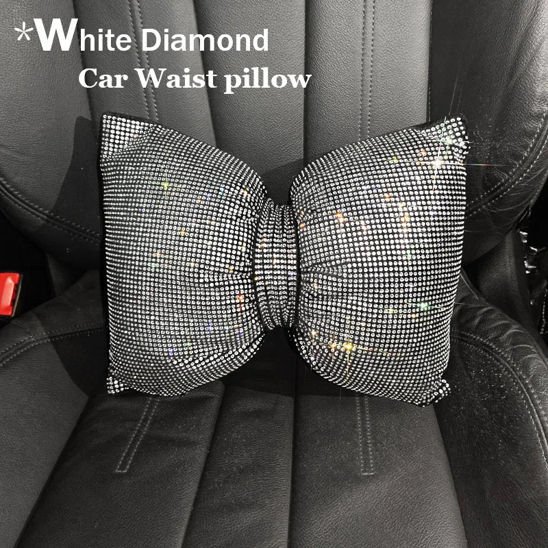 Universal Crystal Rhinestone White Diamond Car Interior Seat Covers Cushion Decoration For Women Ladies Gifts Auto Accessories CM World