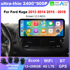 For Ford Kuga 2013 2014 2015 2016-2018 QLED Multimedia Video Player Navigation GPS 12.3Inch Screen Car Accessories 4G LTE Wifi CM World