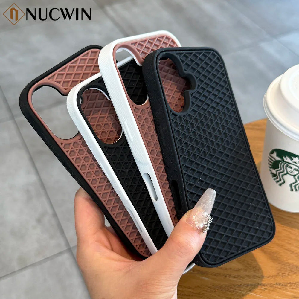 For Vans 3D Waffle Shoe Sole Phone Case For iPhone 17 ProMax Air 16 15 14 13 12 11 Pro Max Plus Creativity Shockproof Soft Cover Car Mobile World