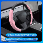 Suede Steering Wheel Cover For Tesla Model YL 2026 /3/Y Sport Steering Wheel Cover Steering Wheel Protector Interior Accessories