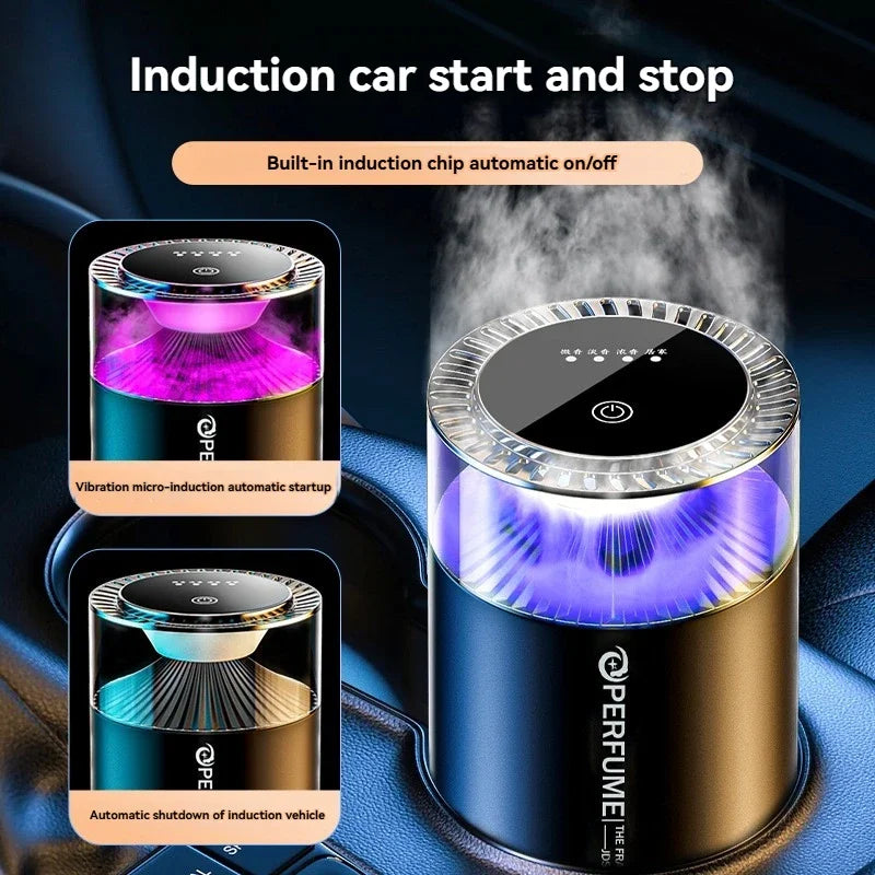 Smart Car Air Freshener Rechargeable Car Aroma Diffuser Cloud Mist with RGB Light for Automotive Interior CM World