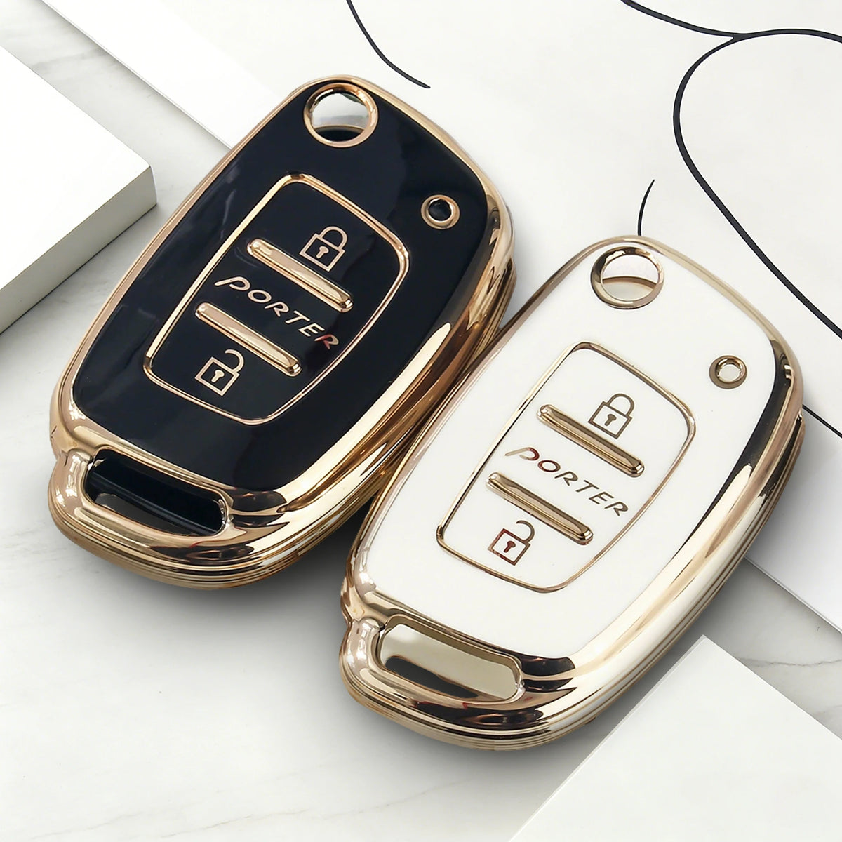 KEYYOU for Hyundai Porter Car Accessories Flip Folding Car Key Control Holder Keychain 3 Bottons TPU Car Key Fob Case Cover