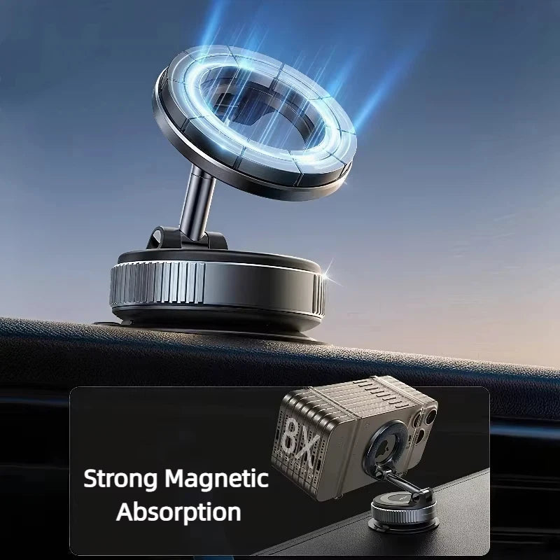 Rotating Folding Magnetic Phone Holder Vacuum Suction Mag Stand for Car Navigation Gym Kitchen - Universal GPS Streaming Bracket CM World