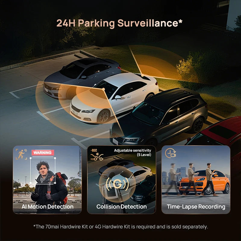 70mai Dash Cam 4K A810S HDR IMX678 Supercapacitor 4G LTE Remote Control Wi-Fi 6 Voice Control GPS ADAS Car Camera 70mai A810S Car Mobile World