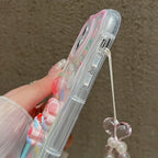 Cute 3D Pig Bracelet Wrist Chain Lanyard Clear Soft Phone Case For iPhone 17 16 13 14 15 Pro Max 11 12 XR XS X 7 8 Plus SE Cover