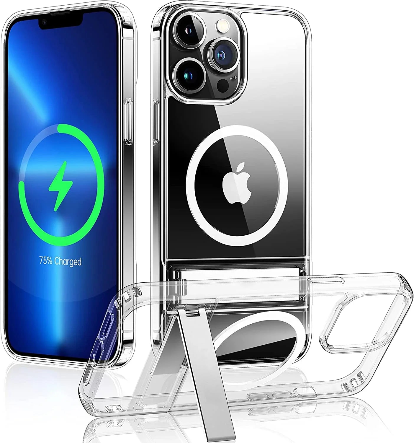 Clear Magnetic Phone Case with Kickstand for iPhone 17 Pro Max Air 16 15 14 Plus 13 12 11 Mini for Wireless Charging Back Cover Car Mobile World