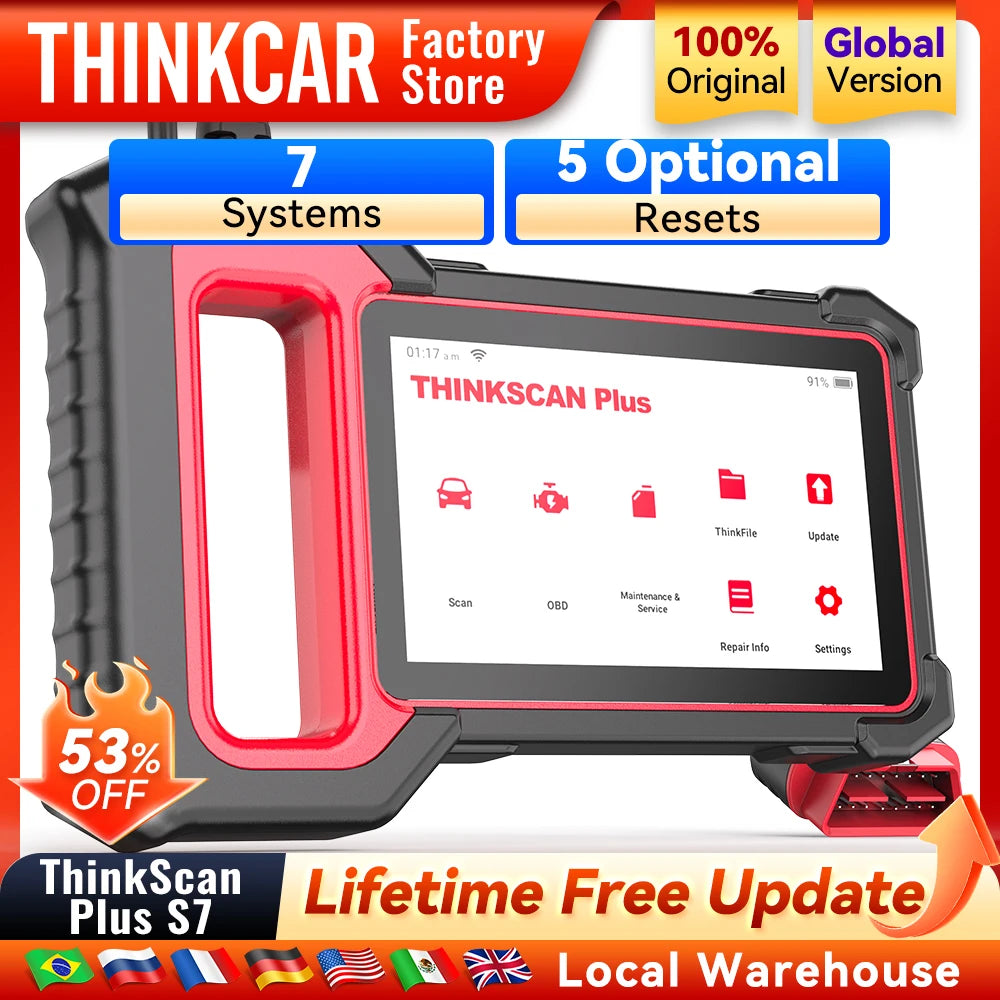 Lifetime Free Update THINKCAR Thinkscan Plus S7 OBD2 Scanner Automotive Code Reader Car Diagnostic Tool Diagnosis Coder Reader Car Mobile World