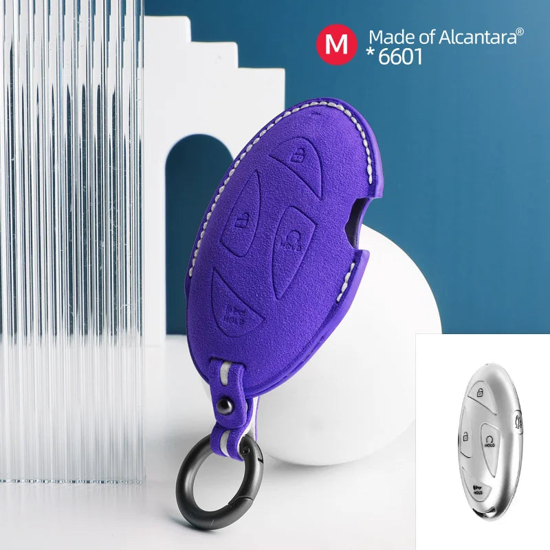 5 Buttons Car Key Case For Hyundai Grandeur GN7 Kona Ev 2023 Ioniq 6 Auto Smart Remote Suede KeyChain Cover Shell Accessories