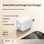 Anker 30w Pd Fast Charger Ice Sensing Usb C Wall Charger For Phone 16 Pro Max Phone 15 Pro Portable Mobile Phone Power Adapter Car Mobile World