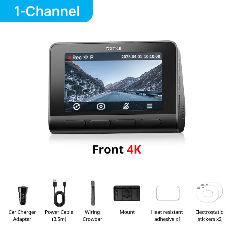 70mai Dash Cam 4K A810S HDR IMX678 Supercapacitor 4G LTE Remote Control Wi-Fi 6 Voice Control GPS ADAS Car Camera 70mai A810S Car Mobile World
