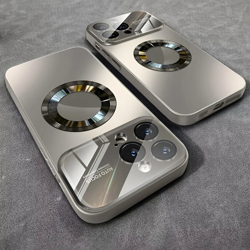 Luxury Glass Camera For Magesafe Magnetic Wireless Charge Case For iPhone 17 16 15 14 13 12 11 Pro Max Air Plus Shockproof Cover Car Mobile World