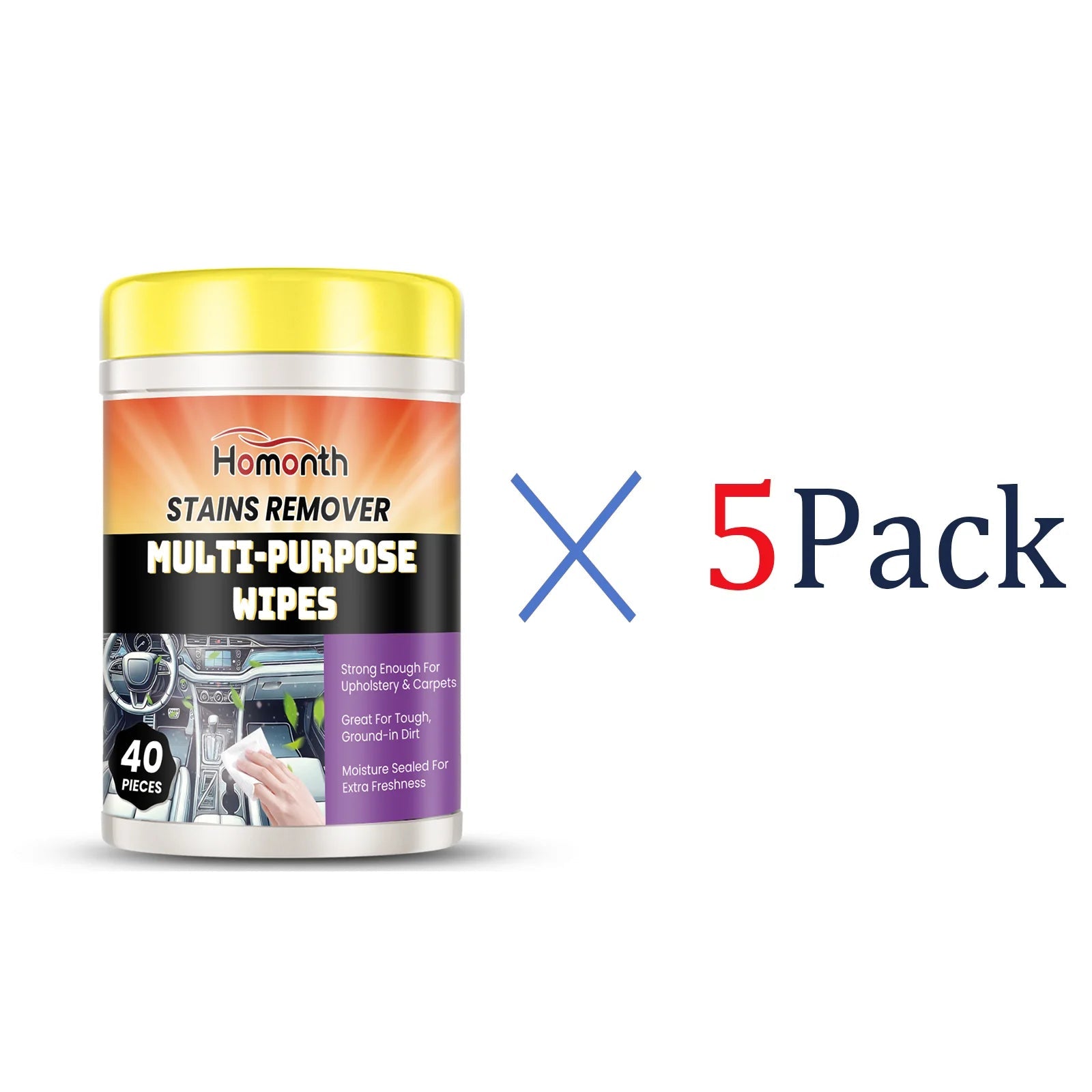 40PCS Car Interior Cleaning Wipes Multipurpose Wipes for Dashboard Leather Seats Screen Quick Cleaner Degreaser for Stains Dust CM World