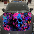 Colorful Graffiti Skull Car Vinyl Wrap, PVC Material Waterproof Car Hood Sticker, Self-Adhesive Scratch-Resistant Stickers for E