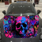 Colorful Graffiti Skull Car Vinyl Wrap, PVC Material Waterproof Car Hood Sticker, Self-Adhesive Scratch-Resistant Stickers for E