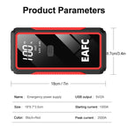 2000A/1200A High Power Car Battery Jump Starter Portable Car Battery Booster Charger Booster Power Bank Starting Device USB Port