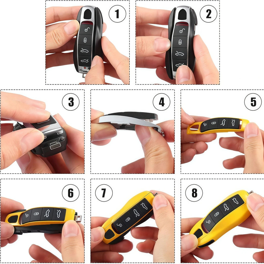 3 Pieces Set of Carbon Fiber Car Key Protection Case Suitable for Porsche Panamera, Macan, Cayenne, 911, 718 (Boxed) CM World