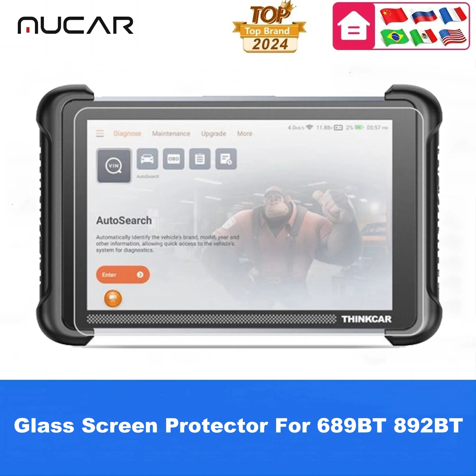 Tempered Glass Screen Protector For THINKCAR Thinkscan 689BT MUCAR 892BT MUCAR VO8 8 inch Diagnostic Tool 9H Screen Protection Car Mobile World