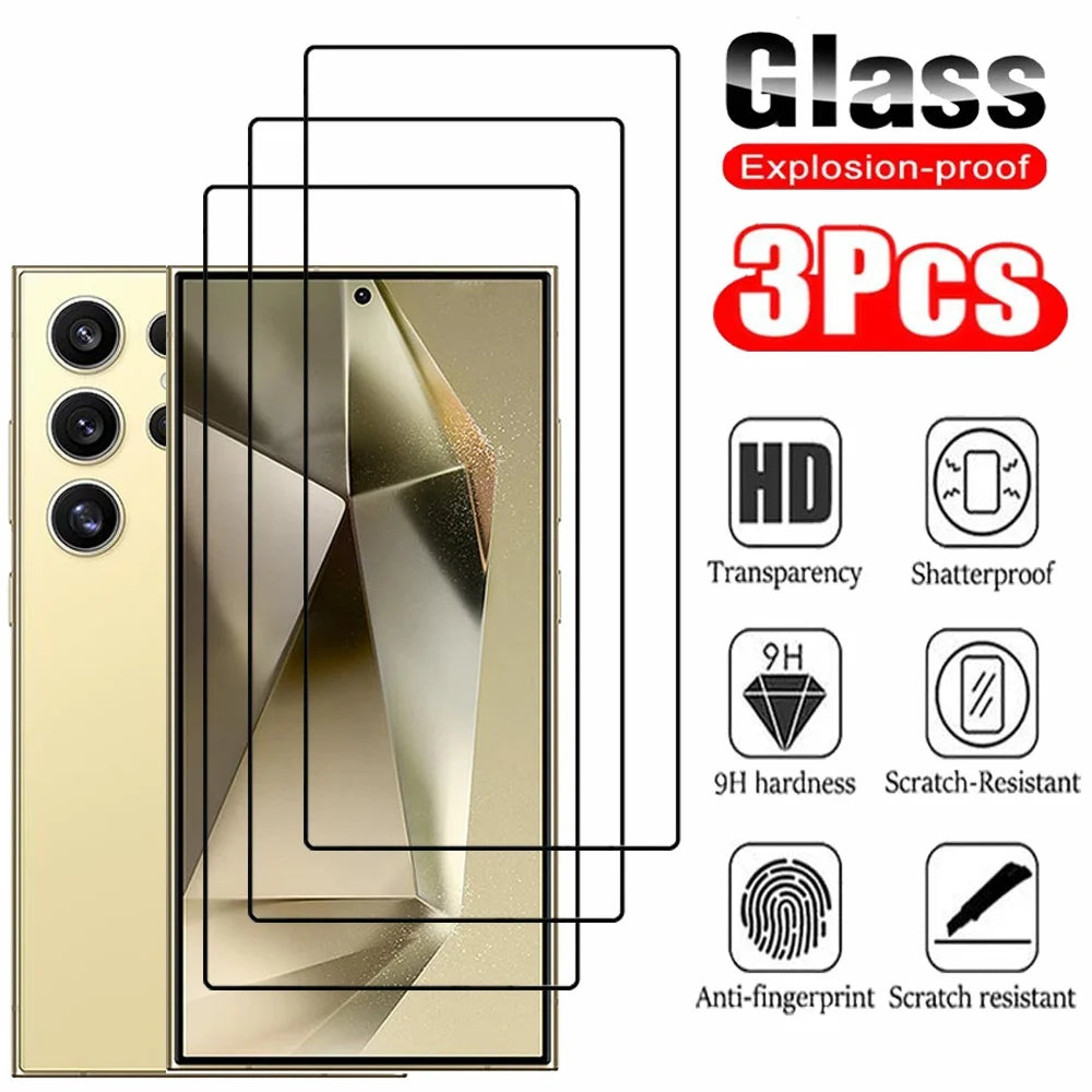 Tempered Glass For Samsung Galaxy S26 S25 S24 Ultra Screen Protector A17 A27 A37 A57 A56 A36 A26 A16 A55 A54 A53 A35 Film Car Mobile World