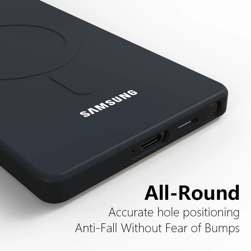 For Samsung Galaxy S25Ultra Magsafe Case S25 S24 S23 Ultra FE S26 S22 Plus A56 A36 A17 Soft Silicone Magnetic Phone Back Cover