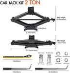 2 Ton Scissor Car Jack with Tire Changing Kit - Emergency Tool for Cars, SUVs, MPVs CM World