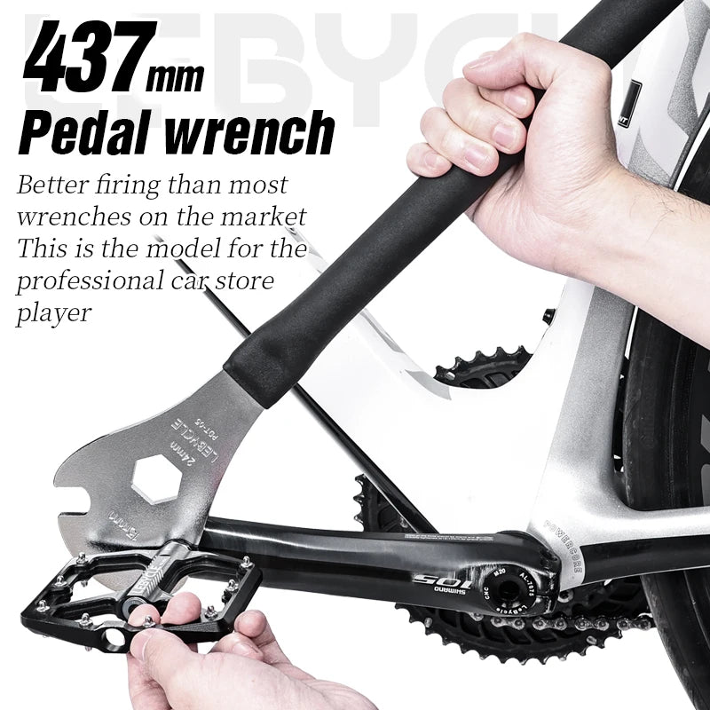 LEBYCLE Bike Pedal Wrench Extra Long Handle Sturdy Durable Cycling Pedal Spanner Install 15mm Tool Bicycle Accessories CM World