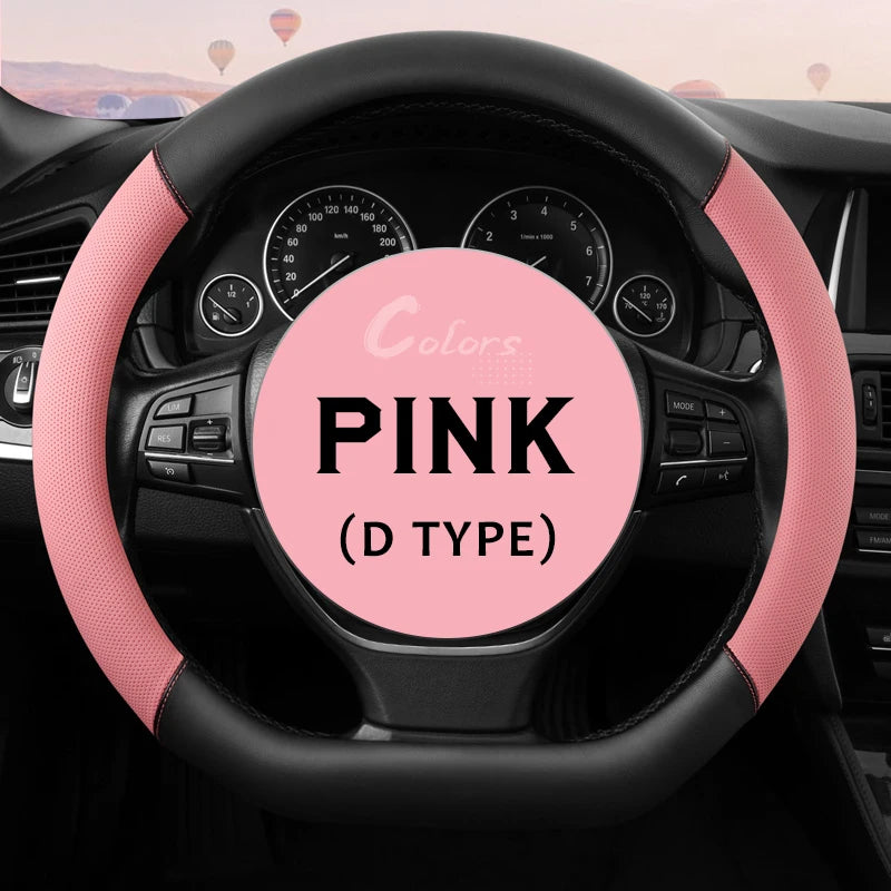 Car Steering Wheel Cover 38CM Microfiber PU Leather Handle Cover Case For Women 15 Inch Cover For Golf/BMW/VW Steering Wheel