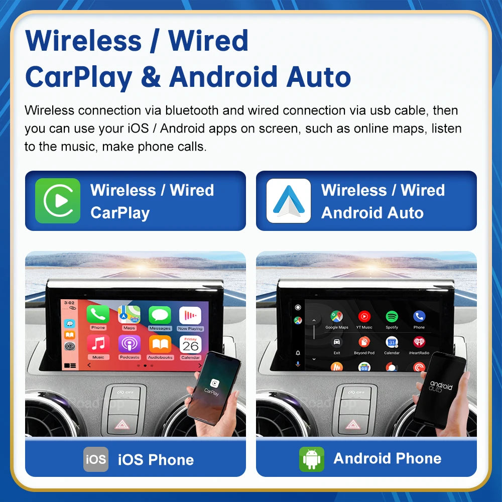 Road Top Wireless Android Auto For Audi Car A1 AT Q3 3G MMI RMC 2013-2018 Carplay Interface Mirror Link Air Play CM World