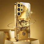 Golden Dollar Bill Fashion Exquisite HD Glass Phone Case for Samsung Galaxy S26 S25 S24 S23 S22 FE,Ultra,Plus Dropresistant Car Mobile World