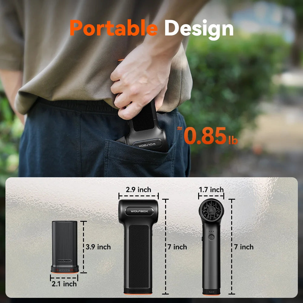 WOLFBOX DF200 Electric Powerful Fan Duster Wireless Air Blower Air Duster 3-Speed Adjustable Portable Fan for Car/Home/Outdoor CM World