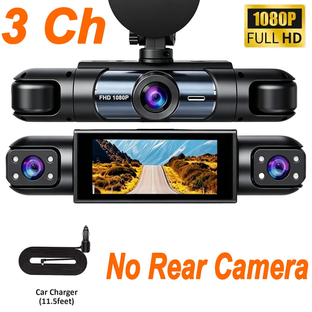 3/4CH 1080P HD  Dash Cam Car DVR Black Box Wide-Angle Lens Front Rear Inside Left Right Parking Mode Loop Recording Car Camera