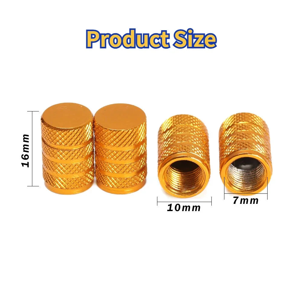 4PCS Car Tire Valve Stems Cap Knurling Style Tire Valve Cap Aluminum Tire Wheel Stem Air Valve Cap Universal Car Accessories CM World