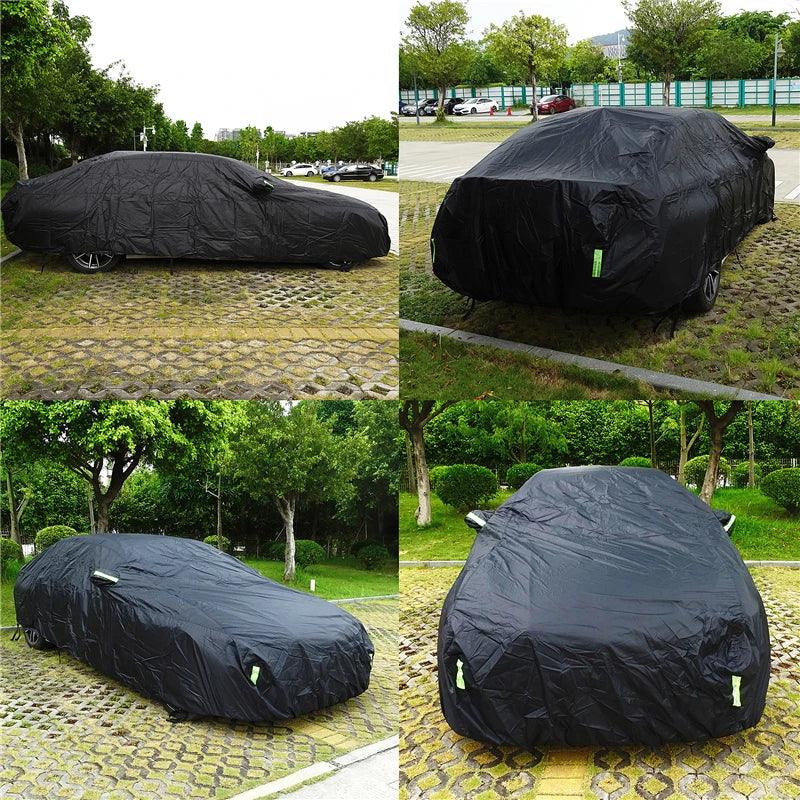 Universal SUV/Sedan Full Car Covers Outdoor Waterproof Sun Rain Snow Protection UV Car Zipper Design Black Car Case Cover S-XXL CM World
