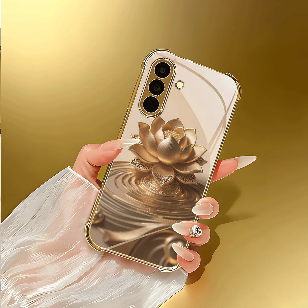 Lotus in the Ripple Tempered Glass Fashion phone case for Samsung Galaxy S26/S25/S24/S23/S22/S21 FE Ultra Plus Dropresistant