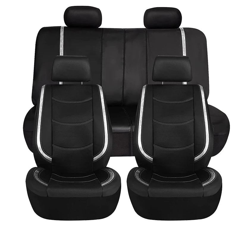 AUTO PLUS Car Seat Covers Artificial Leather With Bright PVC Sheet With 3 Zipper Car Accessories Interior Seat Cushion Protector