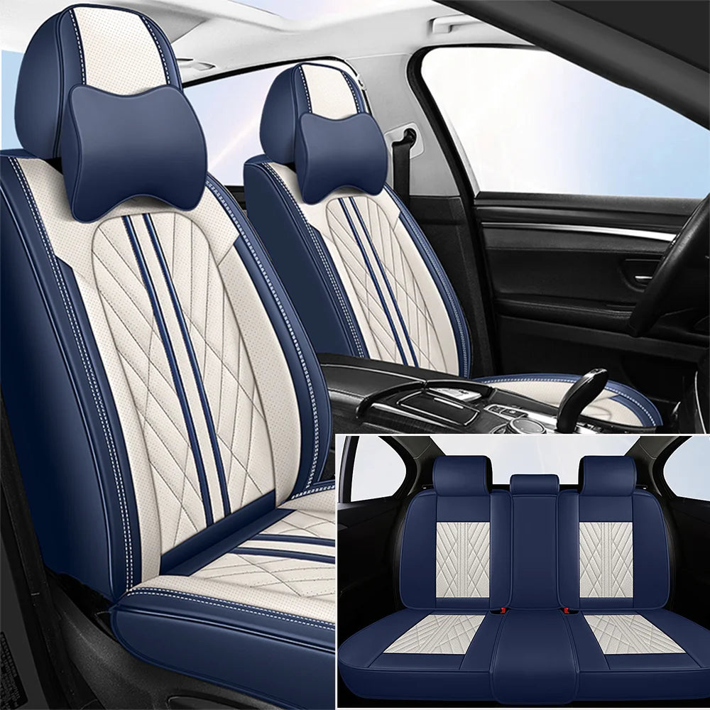 Universal fitting waterproof breathable soft Napa leather car seat cover set for cushion protection. Suitable for sedan and SUV Car Mobile World