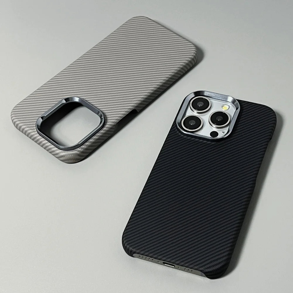 Luxury Carbon Fiber Slim Case For iPhone 17 13 14 15 16 Pro Max Shockproof Alloy Lens Camera Protective Ultra Thin Hard PC Cover Car Mobile World