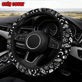 [Anti-Slip Car Protector] 15 Inch Universal Skull And Moon Steering Wheel Cover 1pc All-Season Anti-Slip Durable Car Protector,