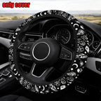 [Anti-Slip Car Protector] 15 Inch Universal Skull And Moon Steering Wheel Cover 1pc All-Season Anti-Slip Durable Car Protector,