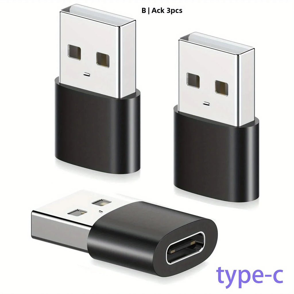 3-Pack USB to USB C Adapter, USB C Female to USB Male Super Fast Charging and OTG Converter Compatible with iPhone 15/14/13/12 P Car Mobile World