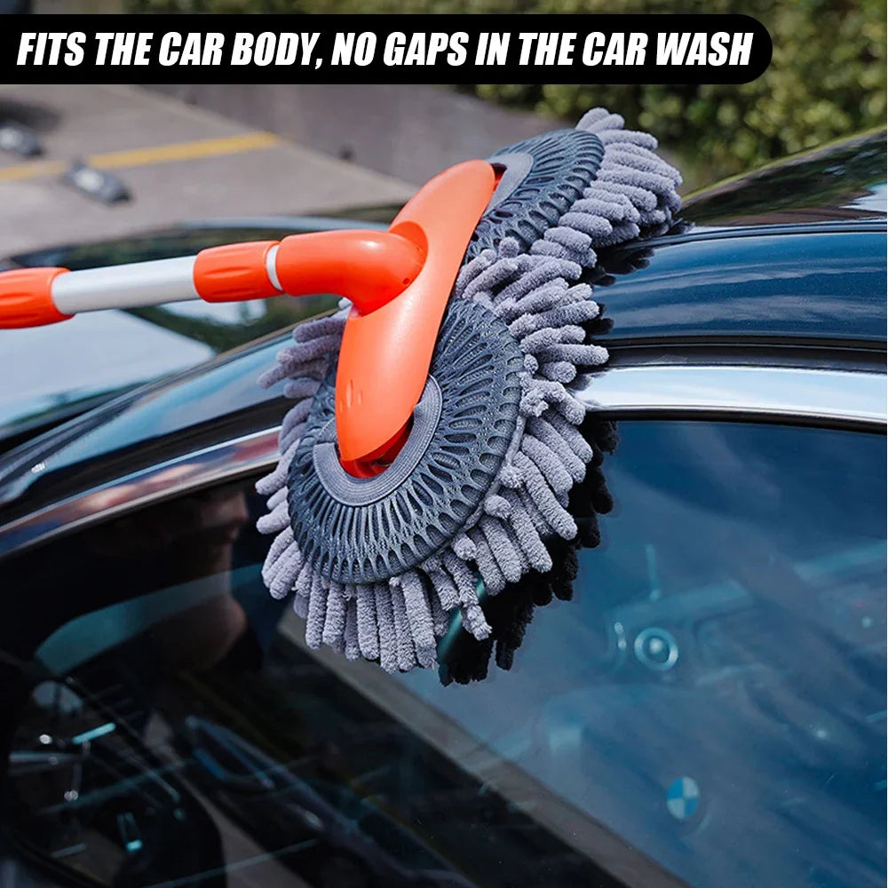 Chenille Foam Car Cleaning Brush – Extendable Handle for Roof, Glass & Body, Gentle on Clear Coat & Paint