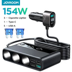 Joyroom 154W Car Charger Adapter 9 in 1 Fast Power Adapter Lighter Splitter Charge Independent Switches DC Cigarette Outlet CM World