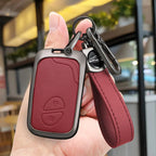 New zinc alloy leather key pouch, full-wrap smart car remote key protective case with keychain suitable for Lexus CT200H/RX270