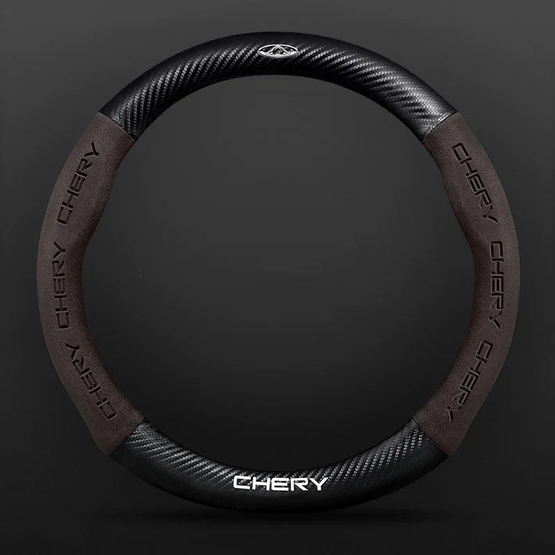 Car buckskin carbon fiber steering wheel cover for Chery Tiggo 8 Arrizo 5 pro gx 5x eQ7 Chery Tiggo 7 Pro 2020 2021 2022 2023 CM World