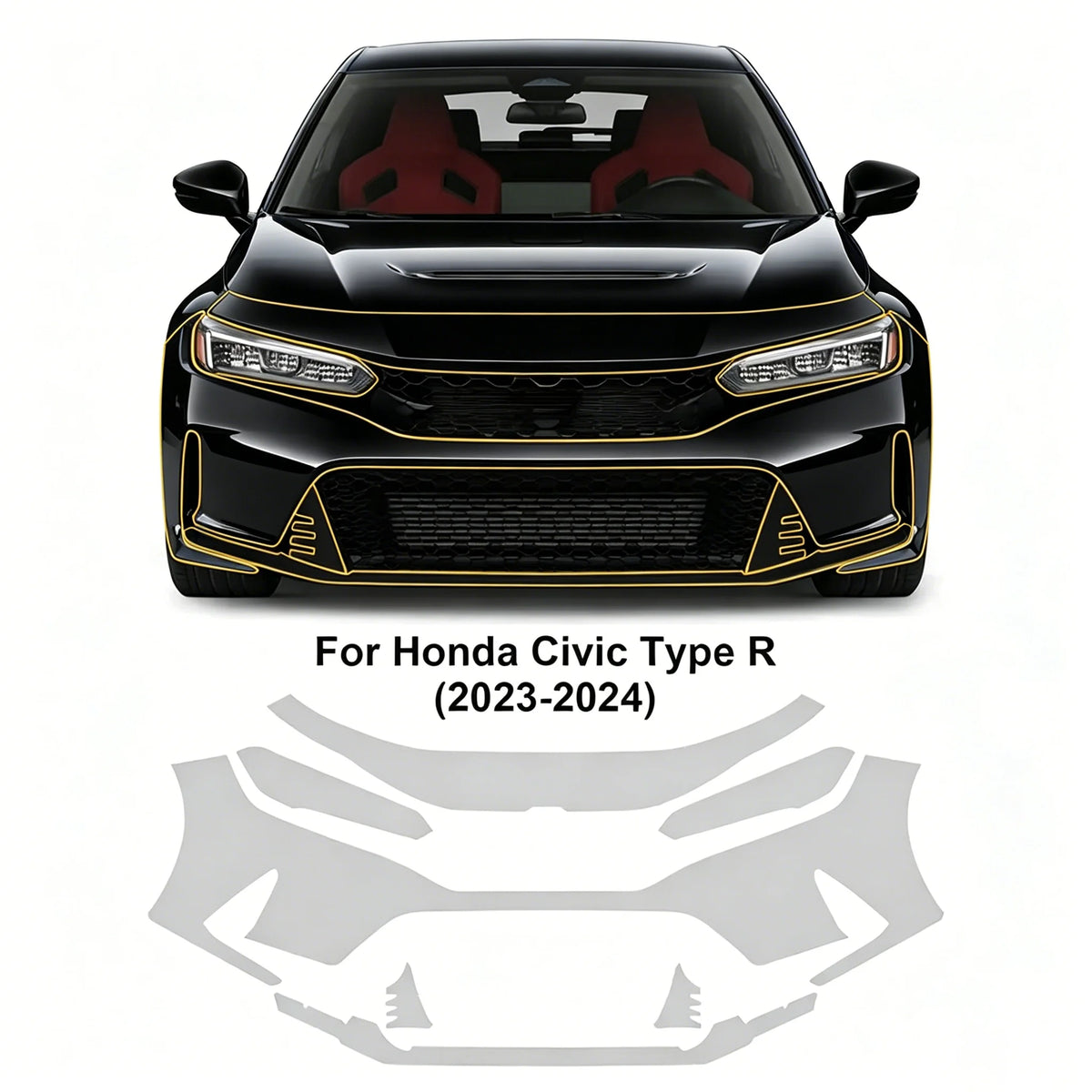 For Honda Civic Type R 2023-2024 9Mil Car Body TPU Transparent Protective Film PPF Pre-Cut PPF Scratch Resistant Film