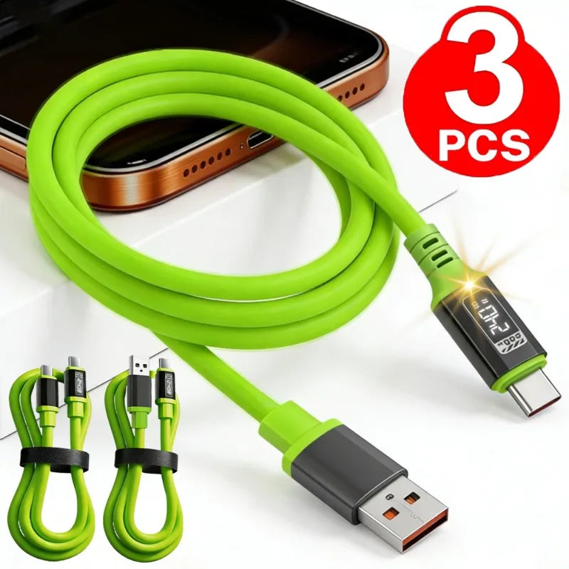 3Pcs 240W USB C To C Data Cable PD Fast Charging Charger Line for iPhone 16 17 Samsung Xiaomi Phone 0.3m/1m/1.5m/2m Type C Cord